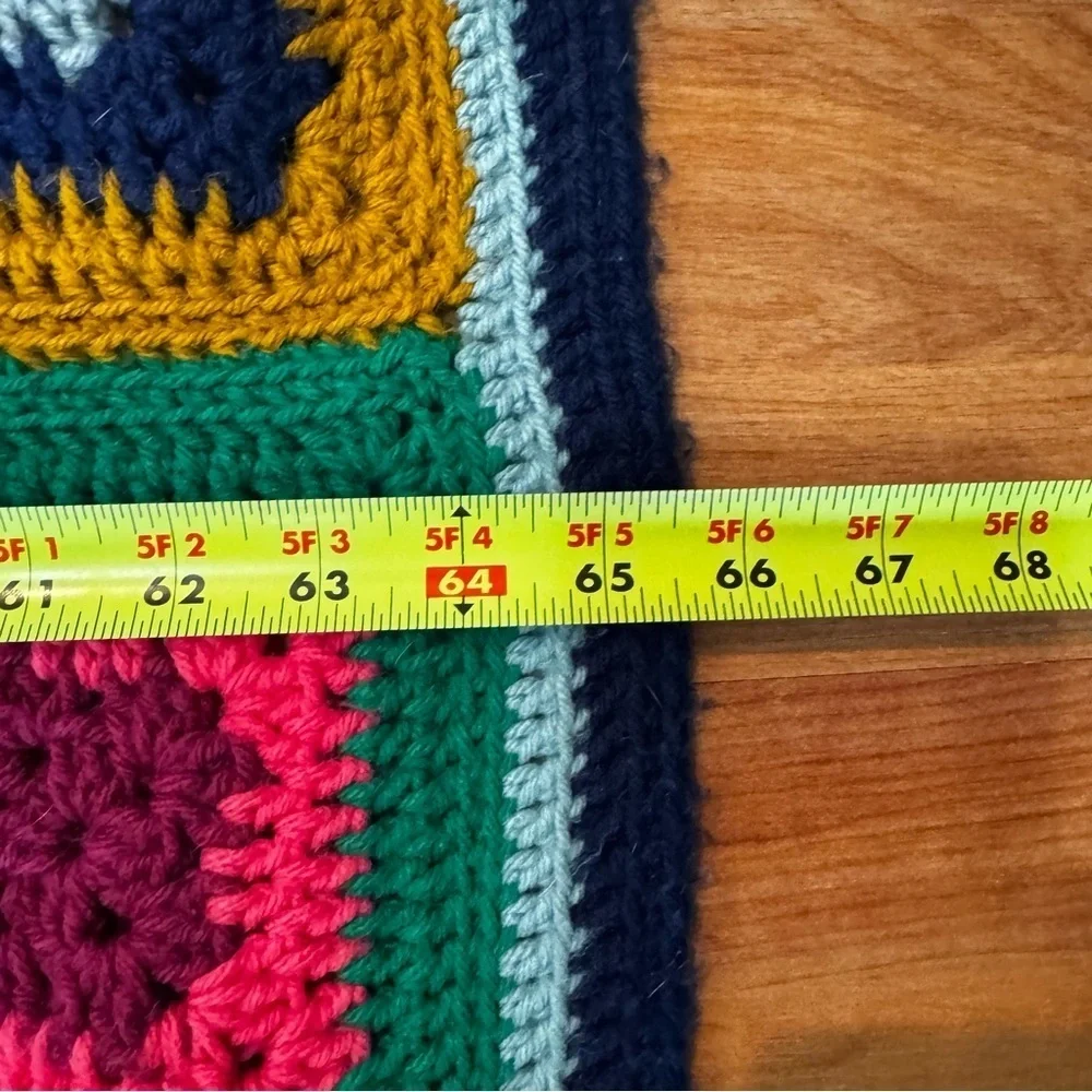 Beautiful Handmade Tightly Knit Granny Stitch Afghan 82” x 65” 120 Square 5 LBS!